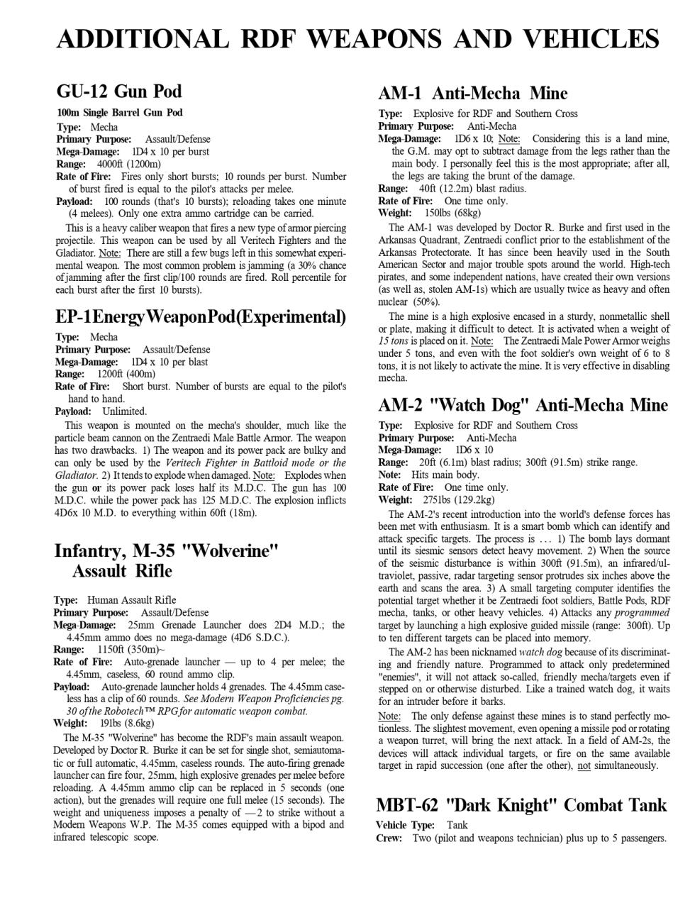 Robotech RPG - Book 2 The RDF Manual - Page 12