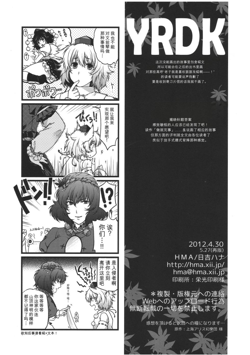 (COMIC1☆6) [HMA (Hiyoshi Hana)] YRDK (Touhou Project) [Chinese] [AI Translation] - Page 17