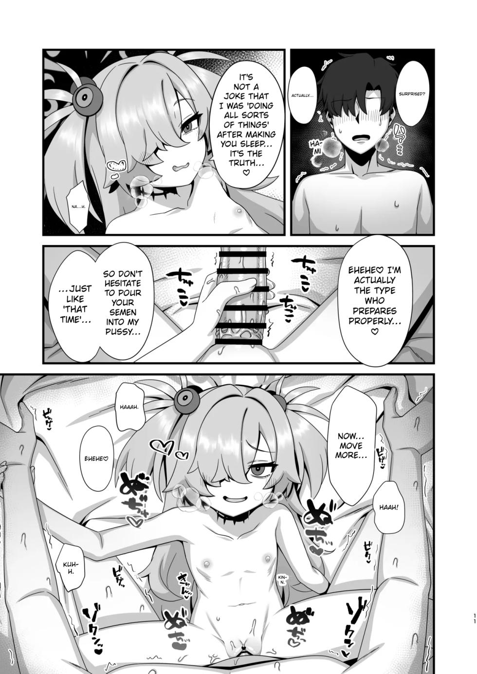 [Gensou Mikan (Kirimia)] Zenshou kara Akai Ito de Musubarerukara Sakusei Ecchi shitemo Ii yonee | Since we've been tied together by the red thread of fate from our past lives, it's totally fine if we have semen milking sex, right?~ (Blue Archive) [English] [Crazy Cunny Scans] [Digital] - Page 10