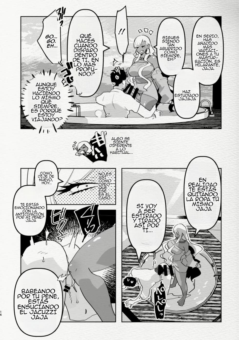 [Aimaitei (Aimaitei Umami)] Minami no Shima de Futanari Kuro Gyaru Kanojo ni Hotel de Hametaosareru Nante......｜Imagina que tú novia futanari de piel oscura te deja inconsciente en una habitación de hotel en una isla del sur {Spanish} {EbisuTraslade - Winder} {Digital} - Page 17