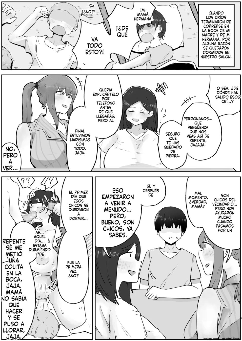 [Rat] Yonnen Buri ni Jikka ni Kisei shitara Haha to Ane ga Kinjo no Kusogaki Domo no Mesu Pet ni Natteimashita. [Spanish] - Page 5