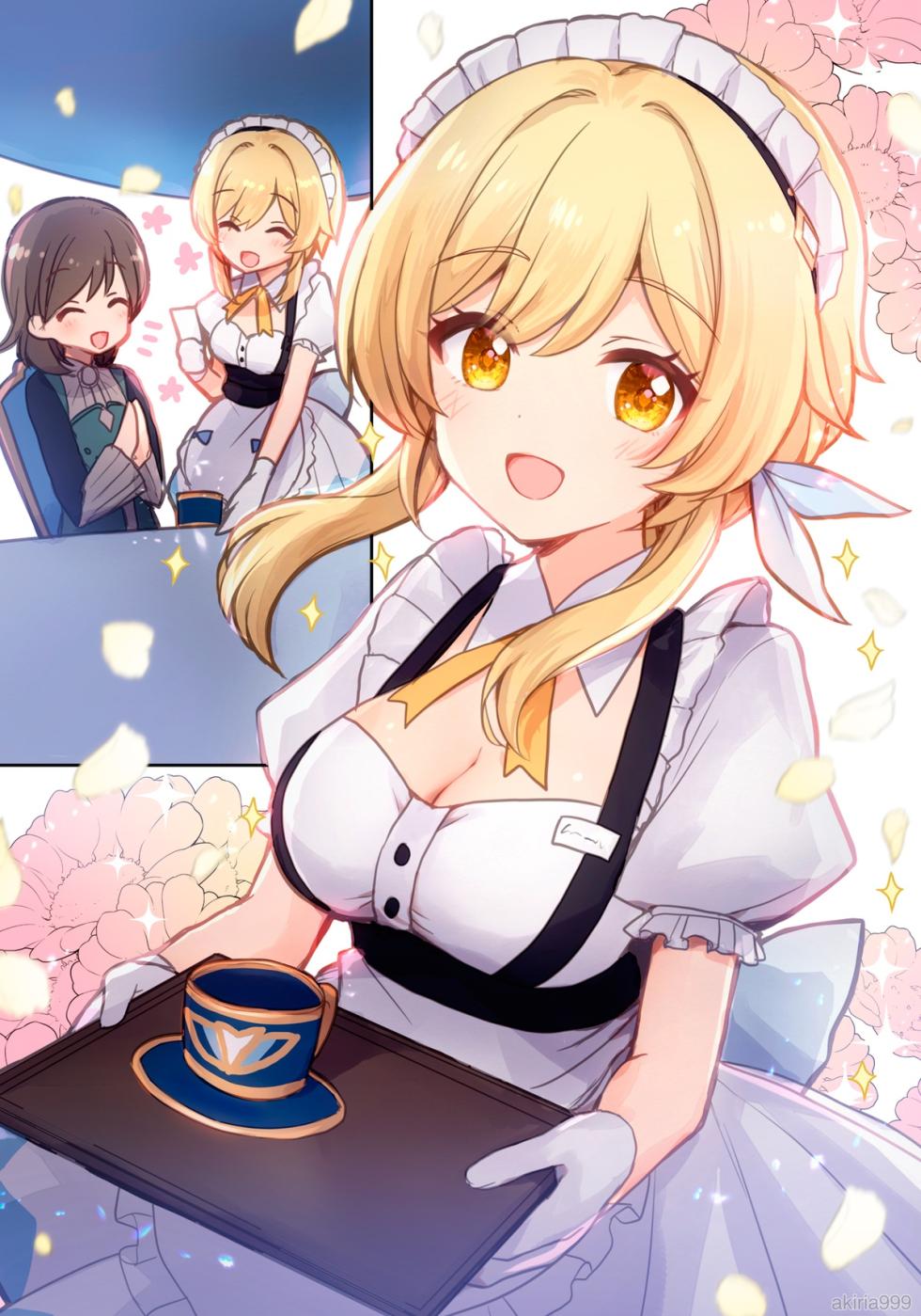 [Akitsuki Ria]Hotaru-chan ga ueitoresu sugata de rojiura pinchi 💕 manga (Genshin Impact) | 穿着服务生制服的荧在小巷子里陷入危机💕的漫画 [Chinese] [倫倫倫个人汉化] - Page 13