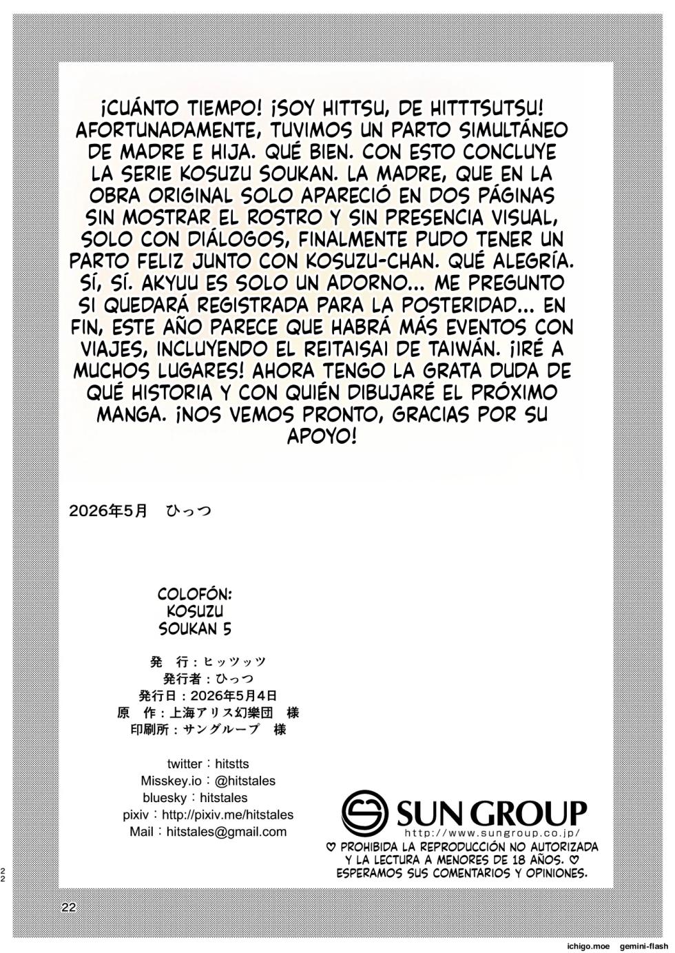 [Hitstales (Hits)] Kosuzu Soukan 5 (Touhou Project) [Spanish] [MTL [Digital] - Page 22