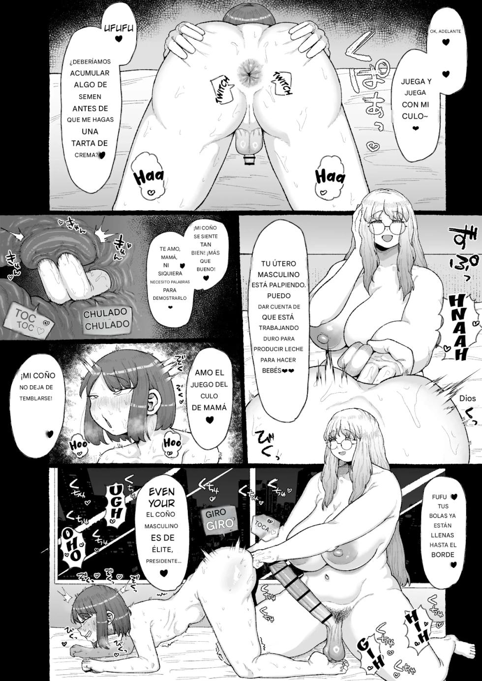 [Ebi no Implant (Shrimp Cake)] Ogya Babu Charisma Shachou no Mesu Ochi Futanari Homo Chinpo Sandwich [Spanish] - Page 7