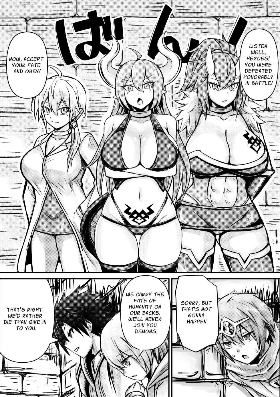 [Bareisho Tarou to Butter Ken (Bareisho Tarou)] Deka Chichi Mazoku wa Ningen no Koto ga Wakaranai kara Yuusha o Kuppuku Saseru Tame ni Ecchi o Shitemiru Koto ni Shita 1 | The Big-Breasted Demons Don't Understand Humans, So They Decide To Bring the Heroes To Their Knees By Having Sex 1 [English] [Penguin Piper] [Digital] - Page 4