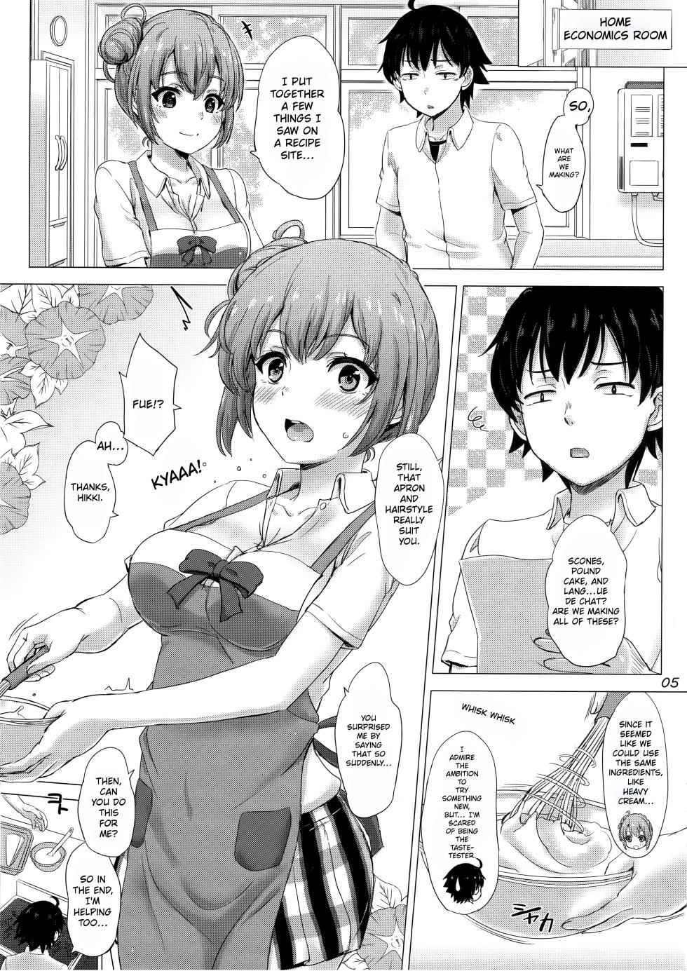 (C94) [studio A (Inanaki Shiki)] Rough sex with Yui wearing an apron. (My Teen Romantic Comedy SNAFU) - Page 4