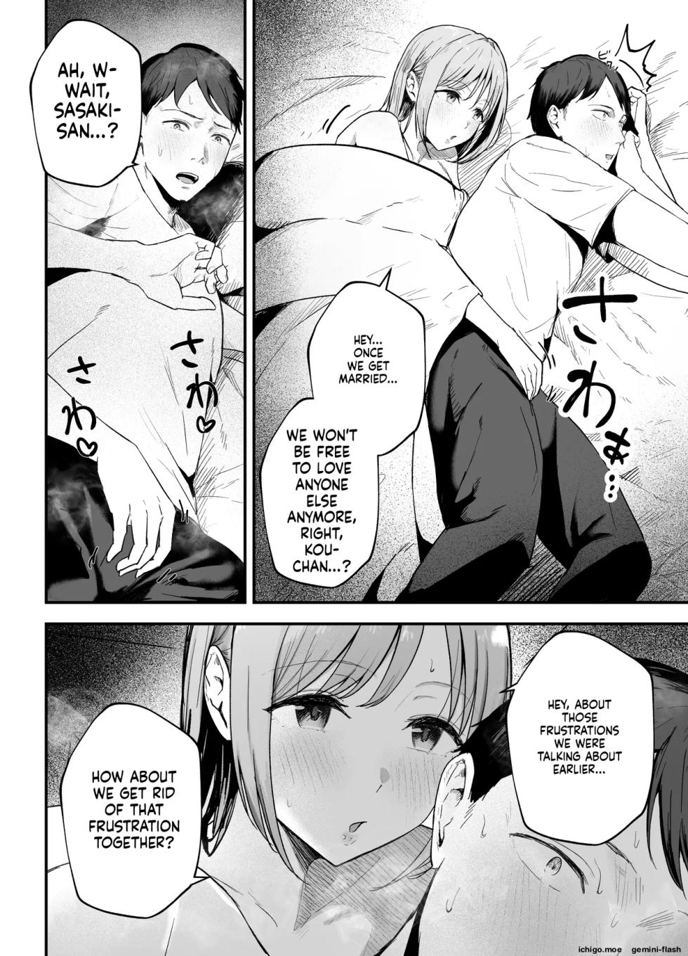 [Baketsu Purin] Motokano to Dousoukai de Saikai, Shuuden Nogashite Aibeya ni. ~Otagai Kekkon Majika de Uwaki Sex Shite Shimaimashita~ - Page 19