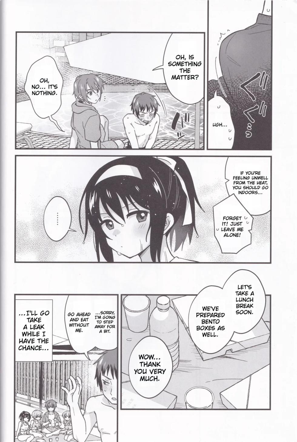 (C106) [Niwatoritowani (Taiki)] Mizugi Ponyta ja Shikatanai! | Swimsuit & Ponytail, Is Unavoidable! (Suzumiya Haruhi no Yuuutsu) [English] [CCCdoujins Translations] - Page 5